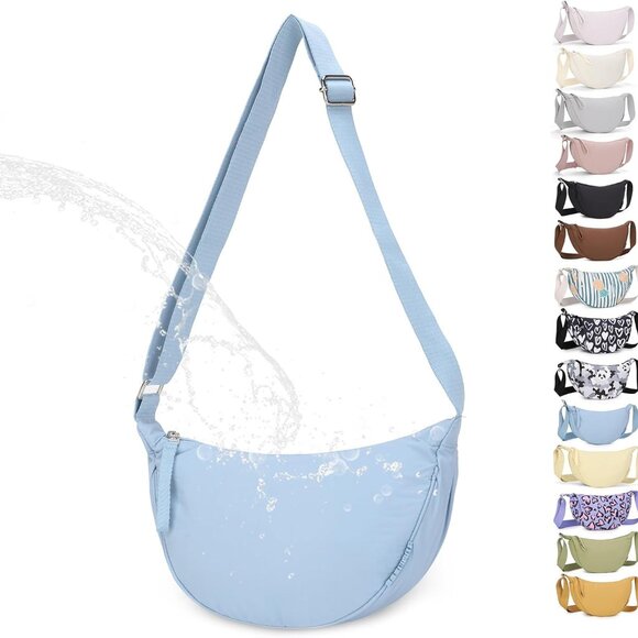 Trendy Waterproof Nylon Crescent Crossbody Bag for Unisex | Compact & Stylish - Picture 1 of 9